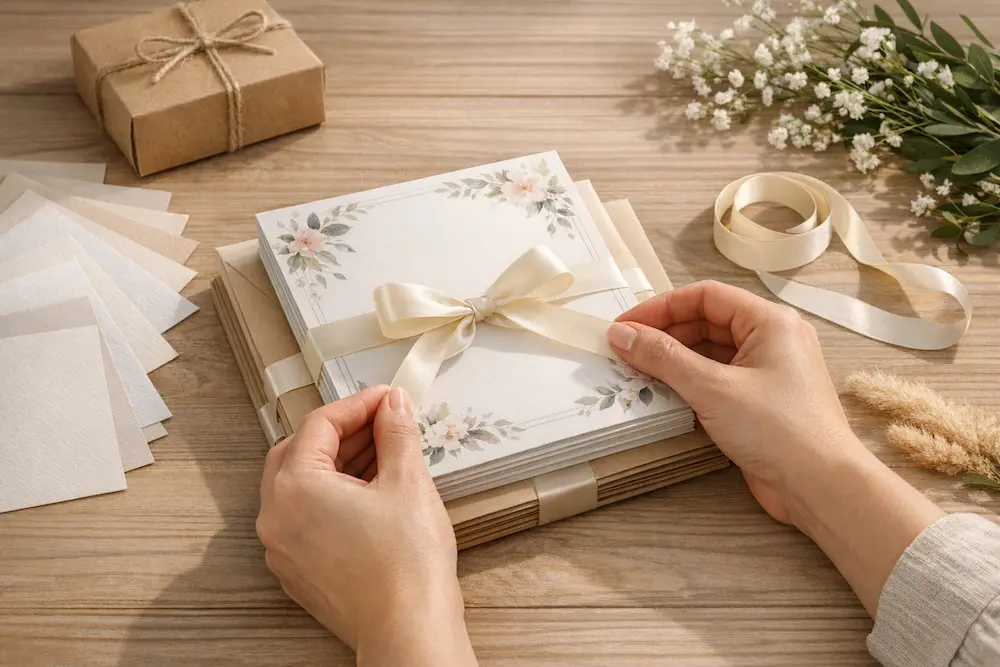 بسته بندی نهایی کارت دعوت و پاکت برای ارسال