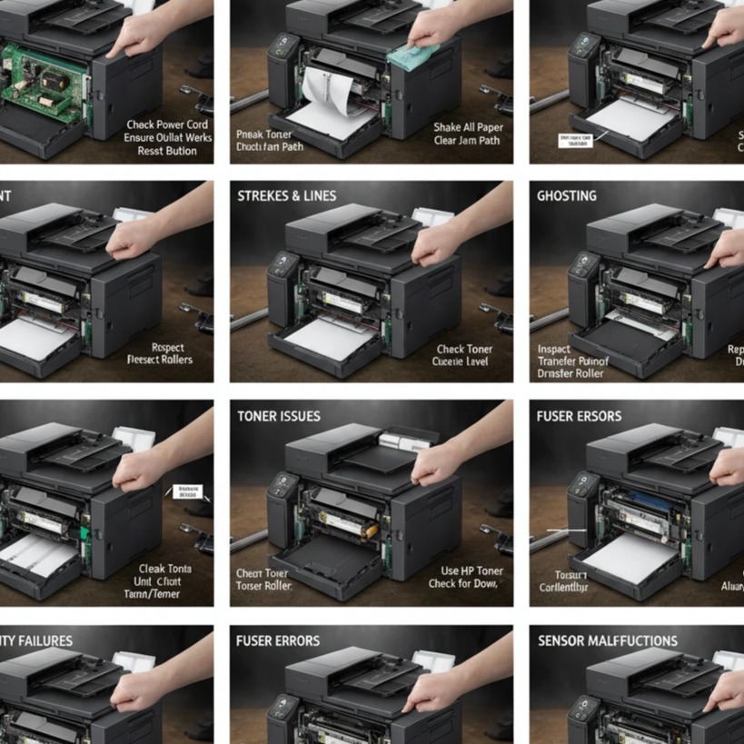 راهنمای کامل عیب یابی پرینتر لیزری اچ پی HP