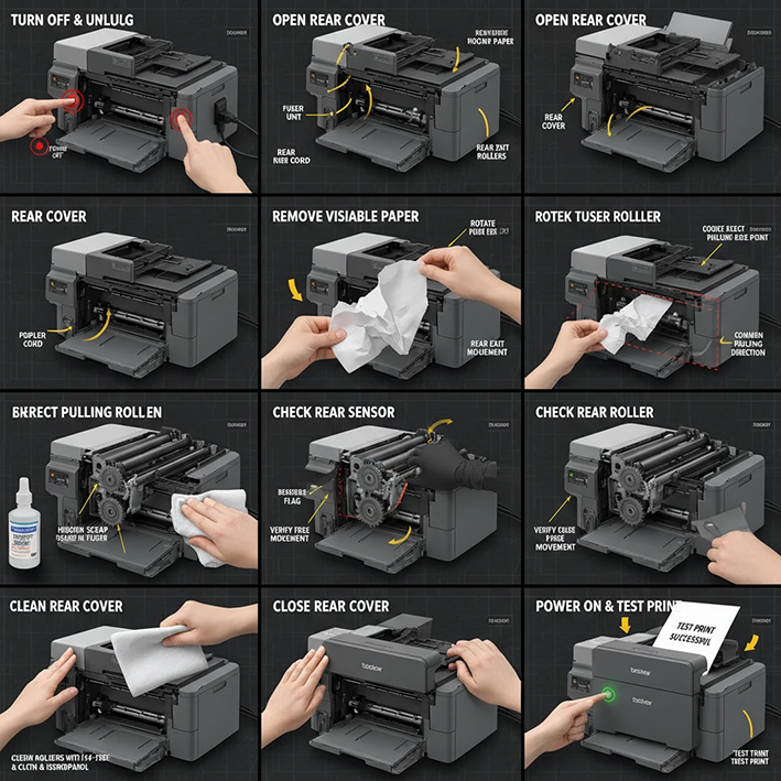 آموزش قدم به قدم و تصویری نحوه رفع خطای Jam Rear در پرینتر برادر